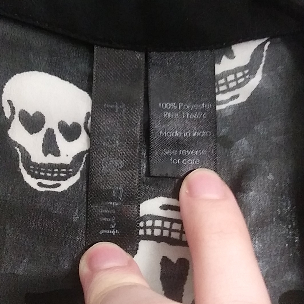 Sheer Black Skull Printed Blouse - Picture 2 of 4